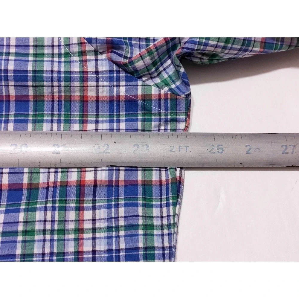 POLO RALPH LAUREN Long Sleeve Button Shirt Blue Green Red Plaid XL Slim‎ Fit
